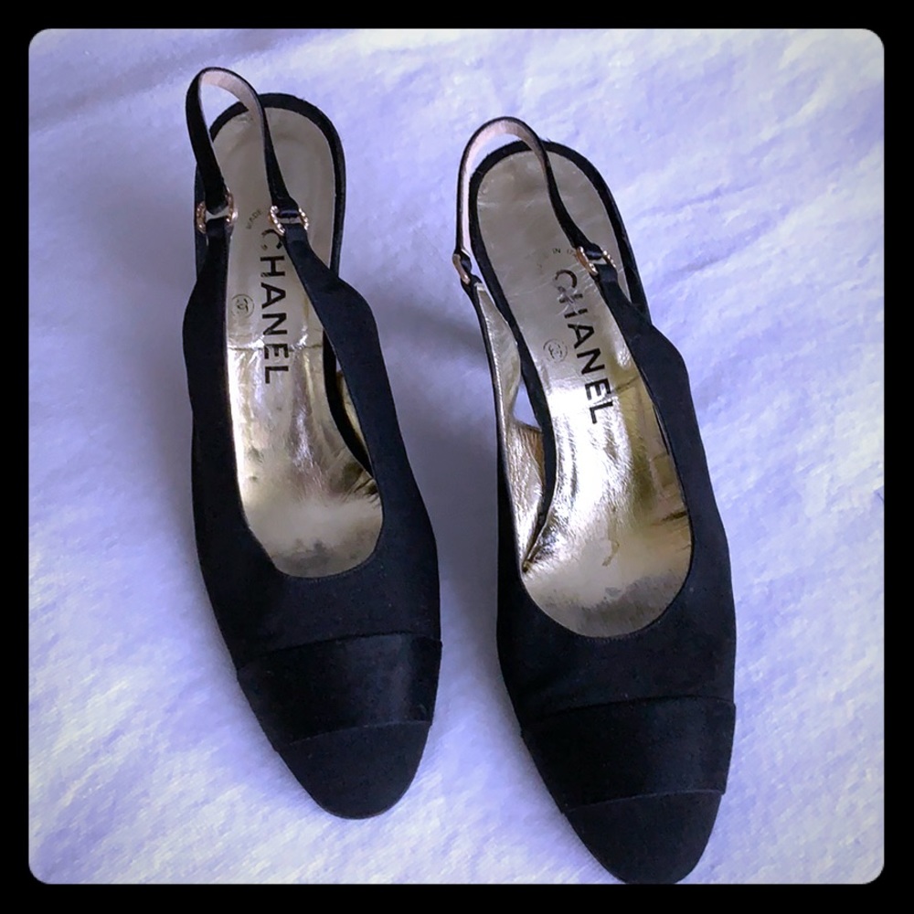 CHANEL VINTAGE SILK SLINGBACKS